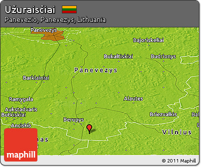 Physical Panoramic Map of Užuraisčiai