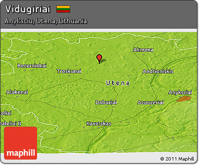 Physical Panoramic Map of Vidugiriai