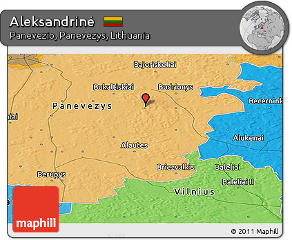 Political Panoramic Map of Aleksandrinė
