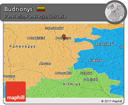Political Panoramic Map of Budrionys