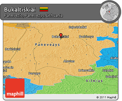 Political Panoramic Map of Bukaltiškiai