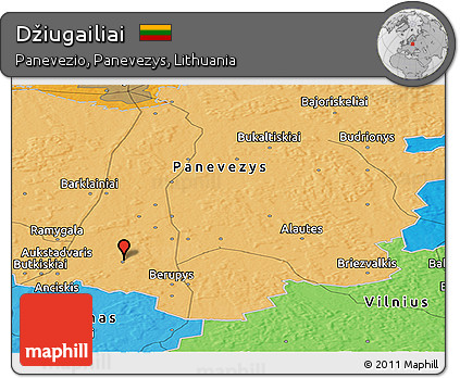 Political Panoramic Map of Džiugailiai
