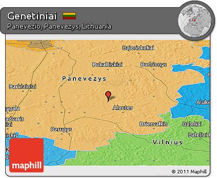 Political Panoramic Map of Genėtiniai