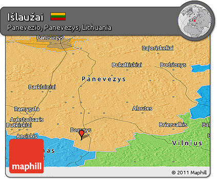 Political Panoramic Map of Išlaužai