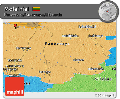 Political Panoramic Map of Molainiai