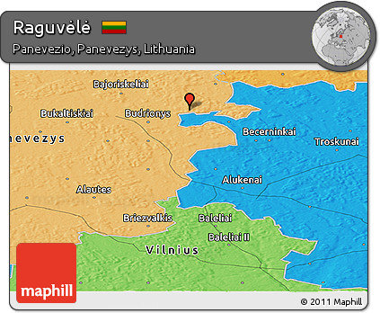 Political Panoramic Map of Raguvėlė