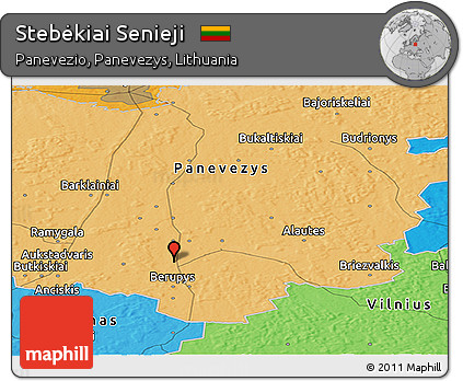 Political Panoramic Map of Stebėkiai Senieji