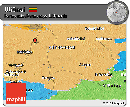 Political Panoramic Map of Uliūnai