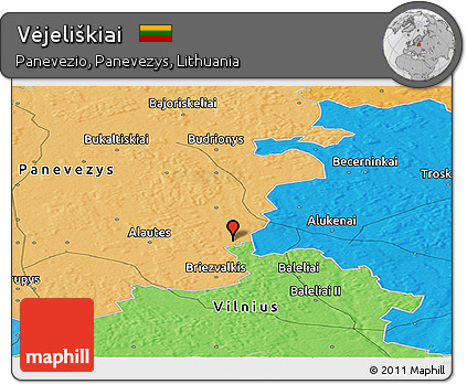 Political Panoramic Map of Vėjeliškiai