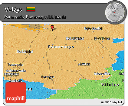 Political Panoramic Map of Velžys