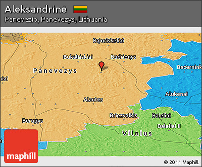 Political Panoramic Map of Aleksandrinė