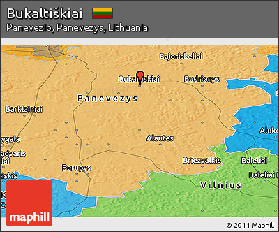Political Panoramic Map of Bukaltiškiai