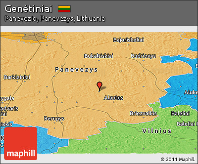 Political Panoramic Map of Genėtiniai