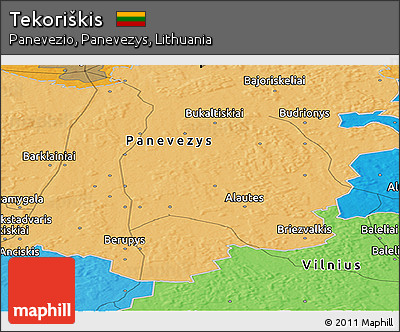 Political Panoramic Map of Tekoriškis