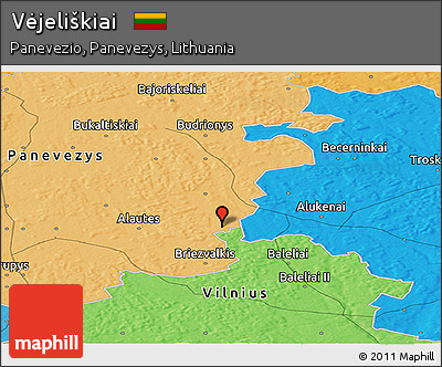 Political Panoramic Map of Vėjeliškiai