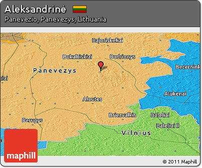 Political Panoramic Map of Aleksandrinė
