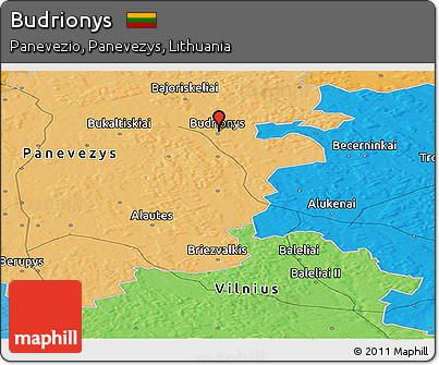 Political Panoramic Map of Budrionys