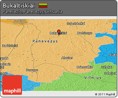 Political Panoramic Map of Bukaltiškiai