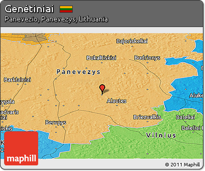 Political Panoramic Map of Genėtiniai