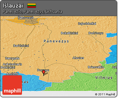 Political Panoramic Map of Išlaužai