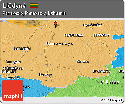 Political Panoramic Map of Liūdynė