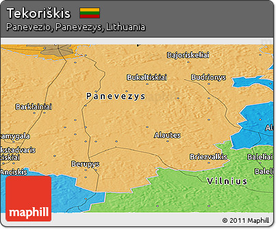 Political Panoramic Map of Tekoriškis