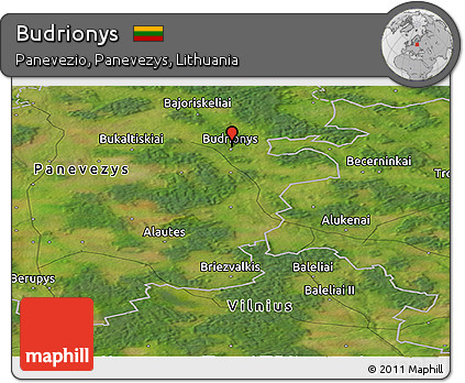 Satellite Panoramic Map of Budrionys