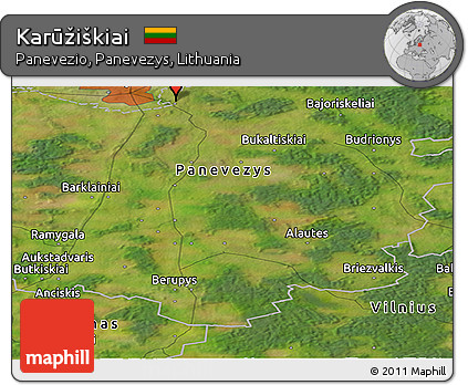 Satellite Panoramic Map of Karūžiškiai