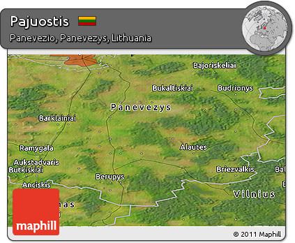 Satellite Panoramic Map of Pajuostis