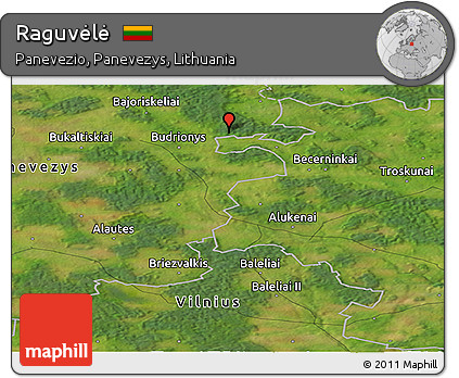 Satellite Panoramic Map of Raguvėlė