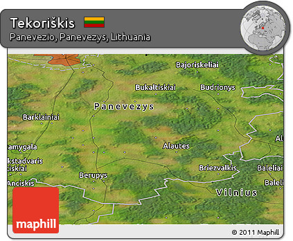 Satellite Panoramic Map of Tekoriškis