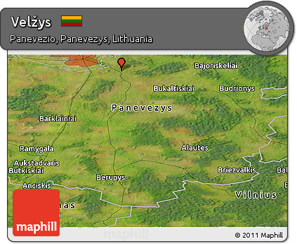 Satellite Panoramic Map of Velžys
