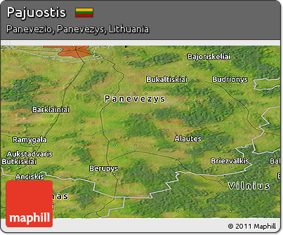 Satellite Panoramic Map of Pajuostis