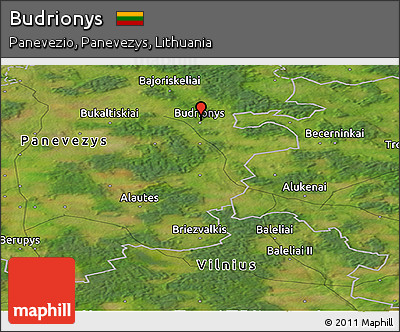 Satellite Panoramic Map of Budrionys