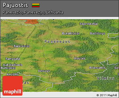 Satellite Panoramic Map of Pajuostis