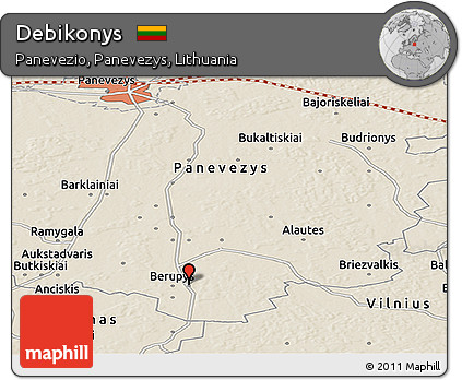 Shaded Relief Panoramic Map of Debikonys