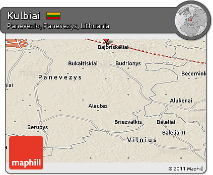 Shaded Relief Panoramic Map of Kulbiai