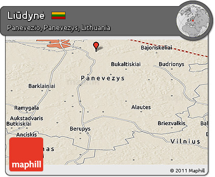 Shaded Relief Panoramic Map of Liūdynė