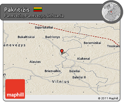 Shaded Relief Panoramic Map of Pakritižis