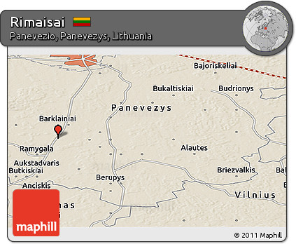 Shaded Relief Panoramic Map of Rimaisai