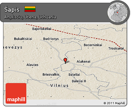 Shaded Relief Panoramic Map of Šapis