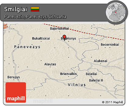 Shaded Relief Panoramic Map of Smilgiai