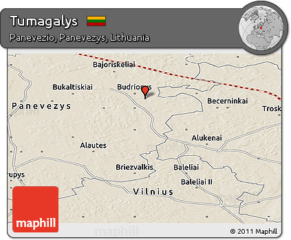 Shaded Relief Panoramic Map of Tumagalys