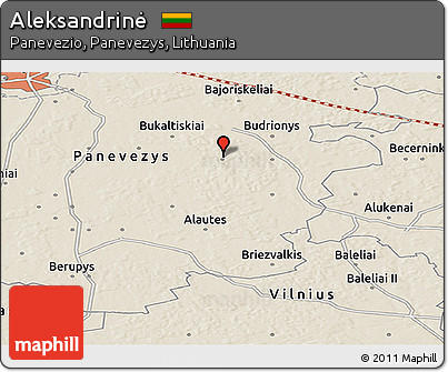 Shaded Relief Panoramic Map of Aleksandrinė