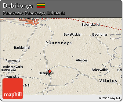 Shaded Relief Panoramic Map of Debikonys
