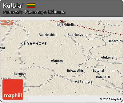 Shaded Relief Panoramic Map of Kulbiai