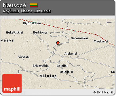 Shaded Relief Panoramic Map of Nausodė