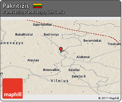 Shaded Relief Panoramic Map of Pakritižis