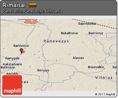 Shaded Relief Panoramic Map of Rimaisai