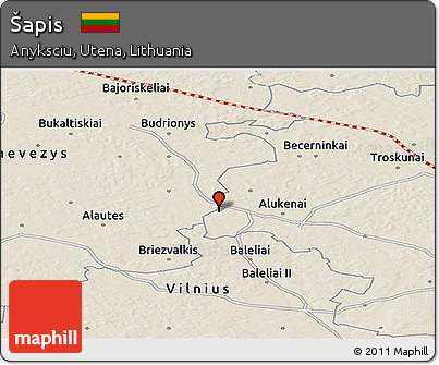 Shaded Relief Panoramic Map of Šapis